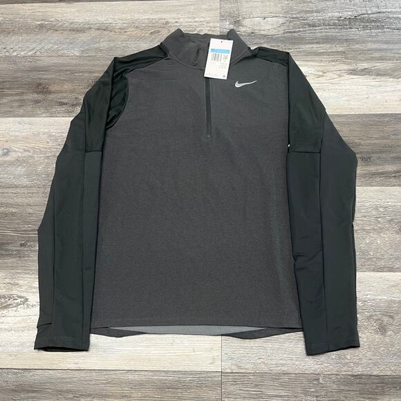 Nike‎ Dri Fit Element Gray Mens M 1/4 Zip Long Sleeve Training Running Shirt NWT - Picture 1 of 10